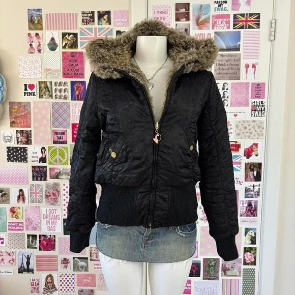 rare baby phat reversible faux fur puffer jacket - Picture 4 of 8